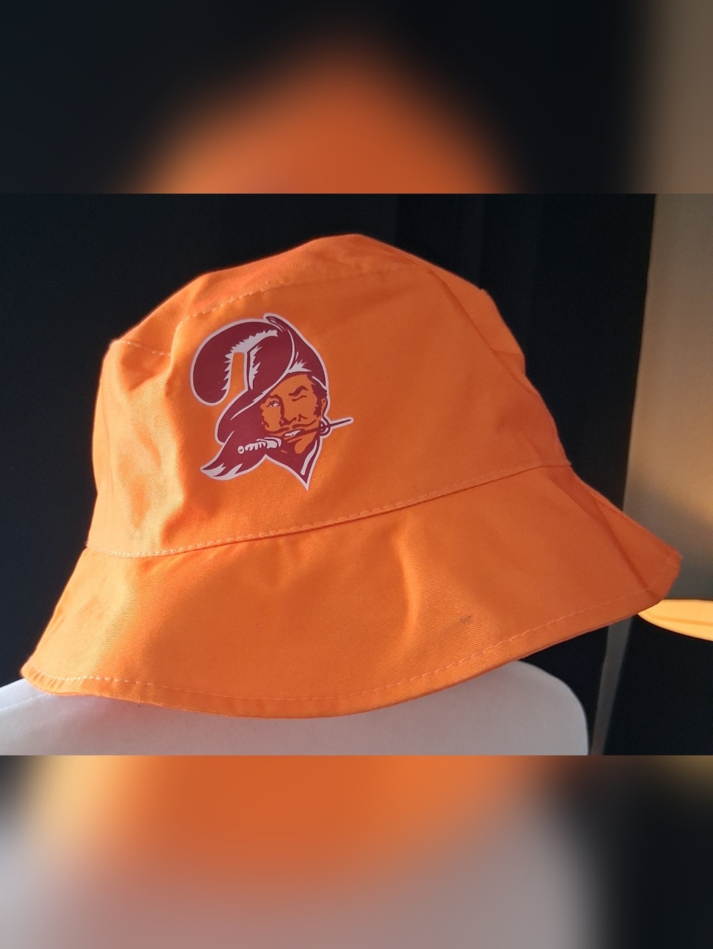 NFL Bucs Orange Bucket Hat with Buccaneers Logo One Size